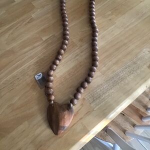 Wood Bead Strand with a Heart